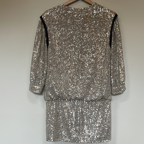 7 for all mankind sequin 90 y2k  long sleeve mini dress xs - Picture 9 of 10